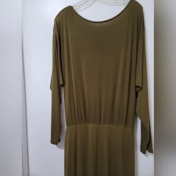 Free People Olive Asyssa Long Sleeve Jersey Maxi Wrap Dress Size Large - Picture 13 of 16